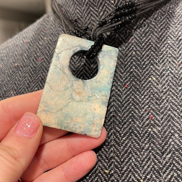 Large Stone Pendant Statement Necklace - Picture 3 of 4